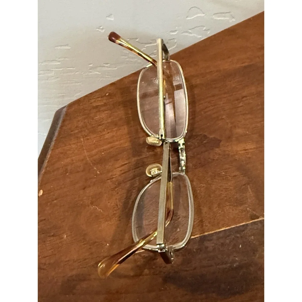 Vintage Retro Folding Glasses Frames Only Gold Metal Collapsible Temples